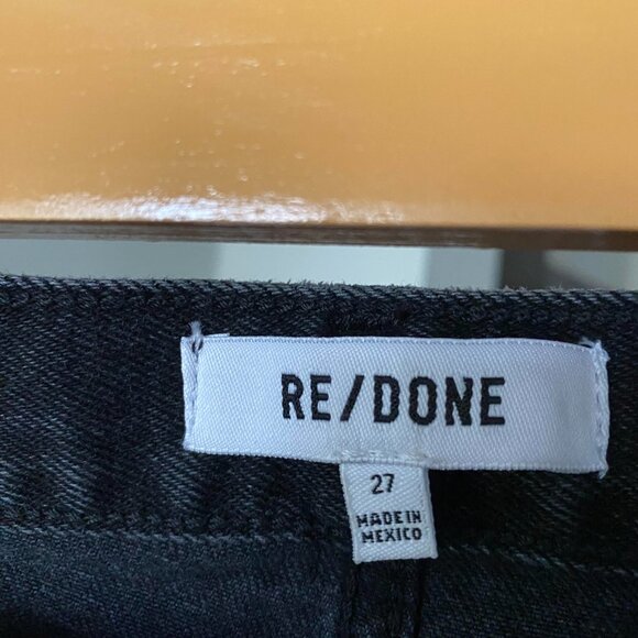 Re/Done 70s Black High-Rise Stove Pipe Jeans in Washed Noir Size 27 - Picture 9 of 10